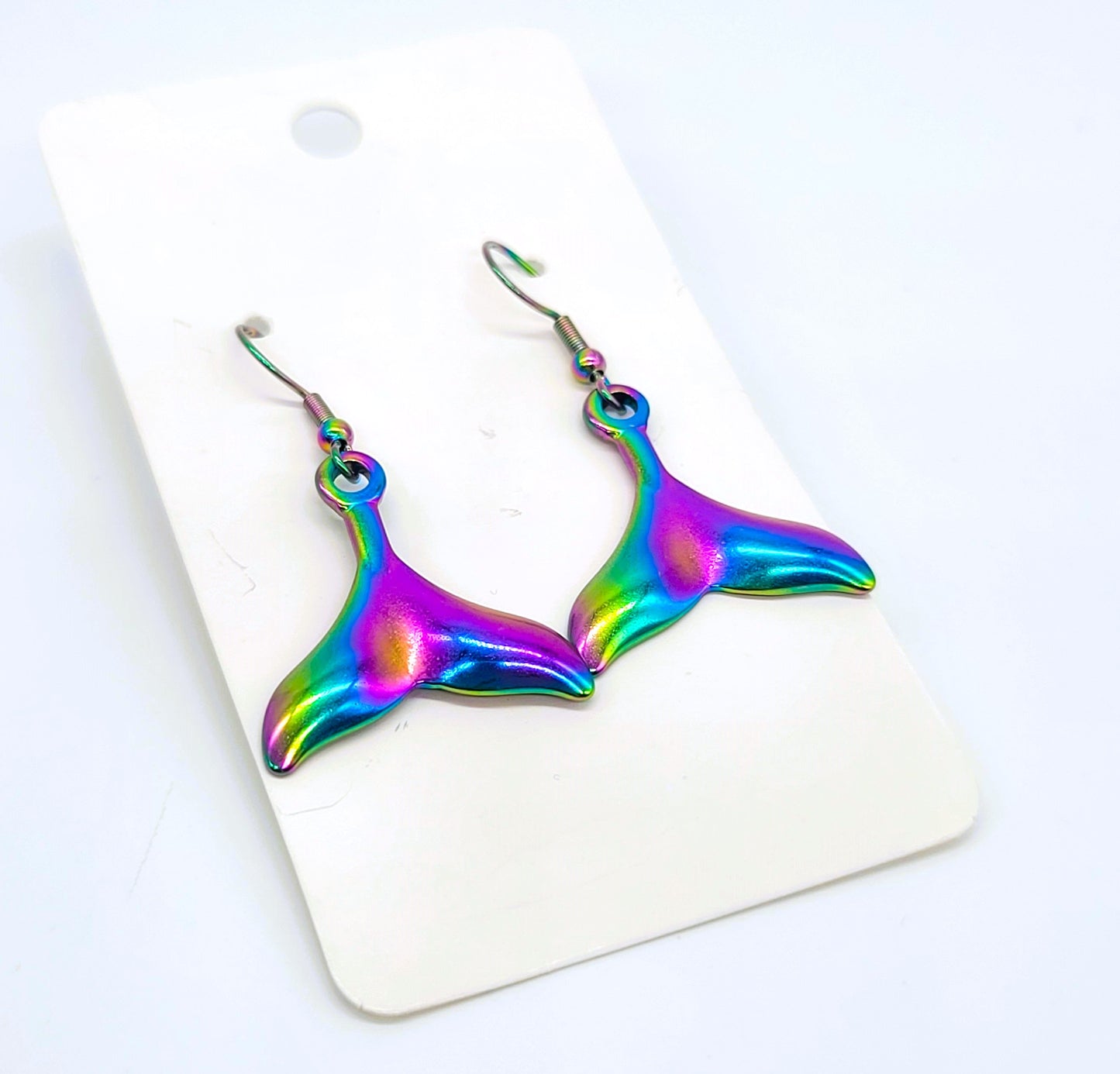 Rainbow Chromium Mermaid Tail Earrings