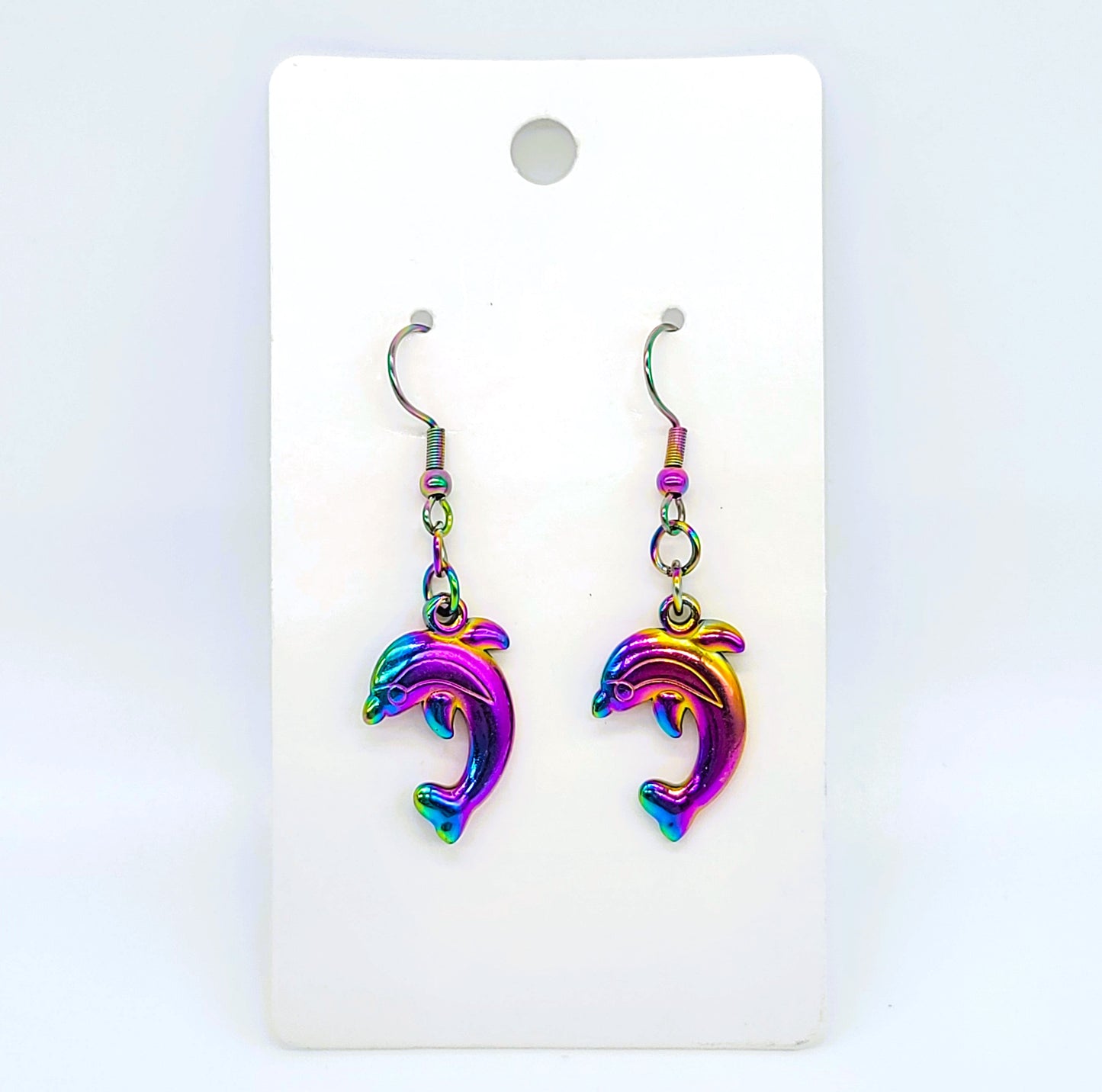 Rainbow Chromium Dolphin Earrings