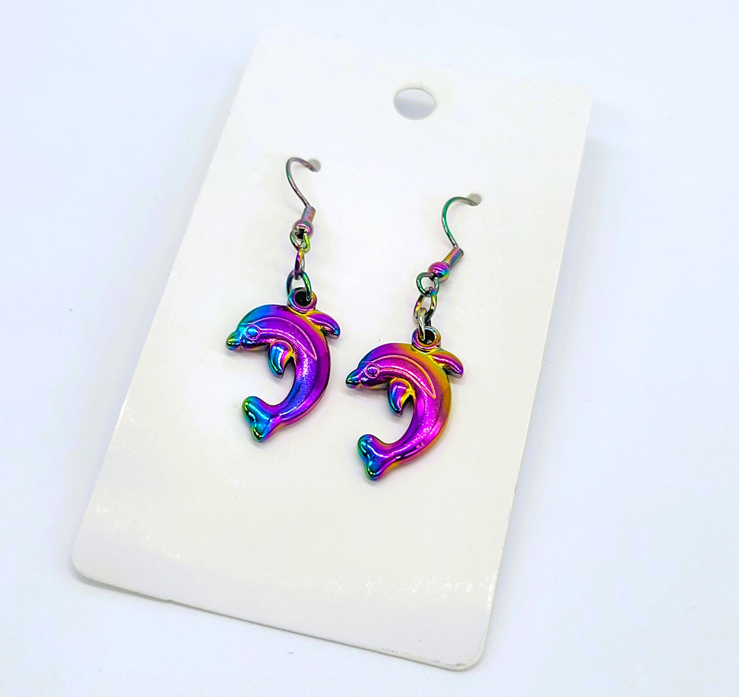 Rainbow Chromium Dolphin Earrings