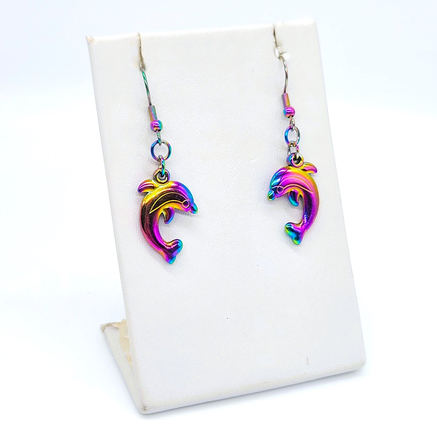 Rainbow Chromium Dolphin Earrings