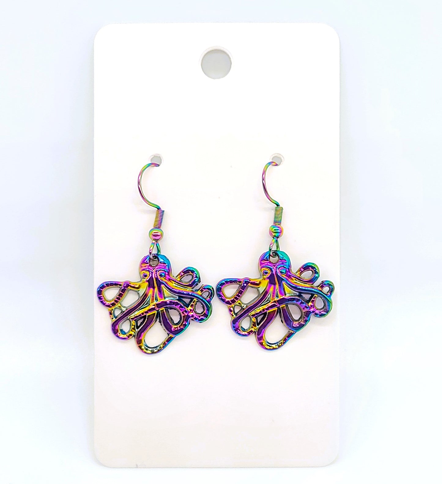 Rainbow Chromium Octopus Earrings