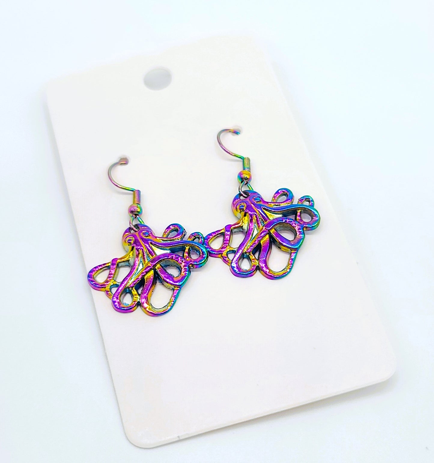 Rainbow Chromium Octopus Earrings