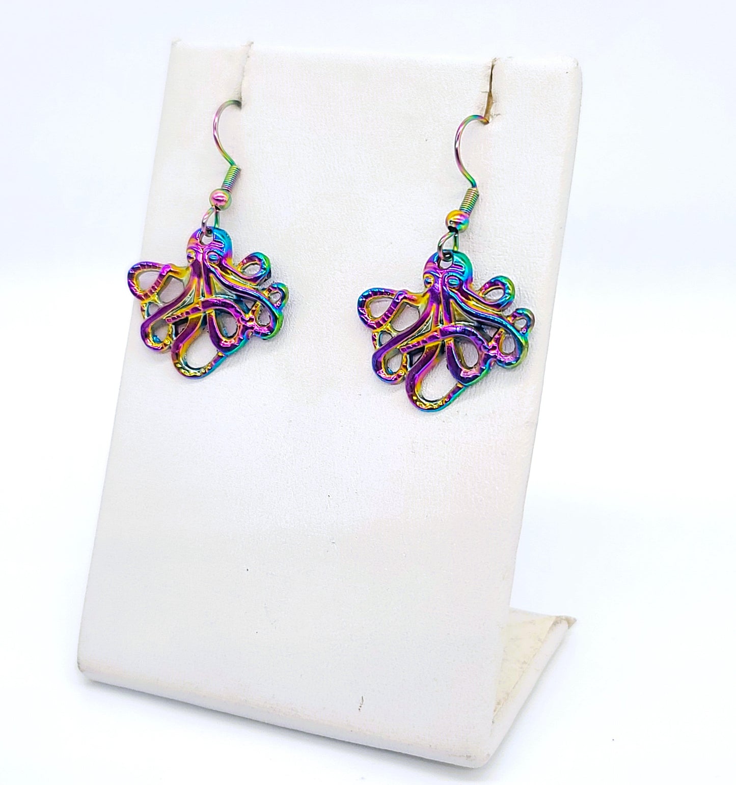 Rainbow Chromium Octopus Earrings