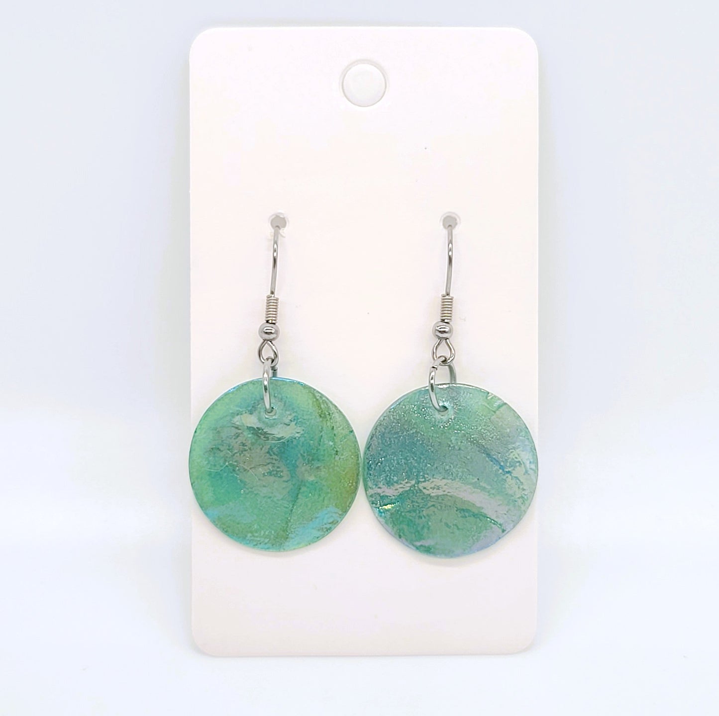 Round / Circle Iridescent Capiz Seashell Earrings