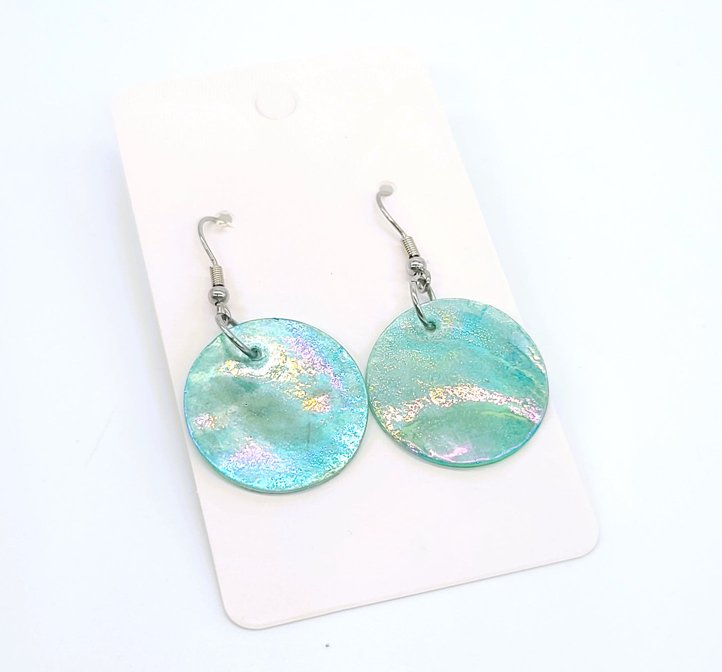 Round / Circle Iridescent Capiz Seashell Earrings