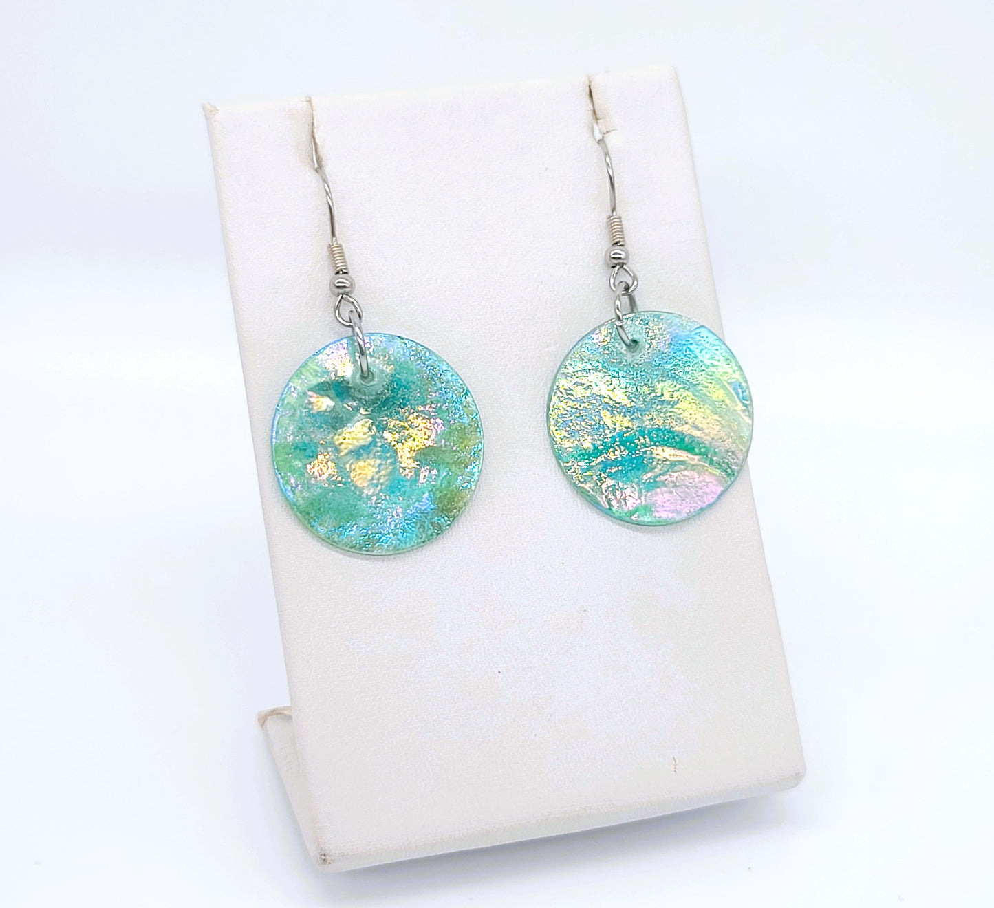 Round / Circle Iridescent Capiz Seashell Earrings