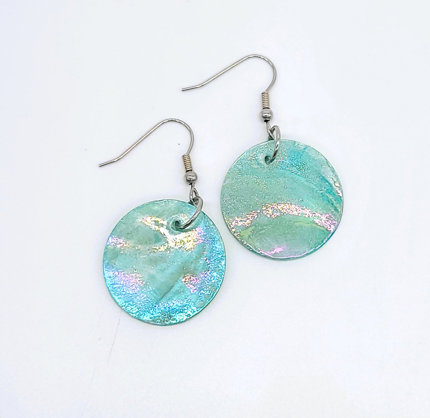 Round / Circle Iridescent Capiz Seashell Earrings