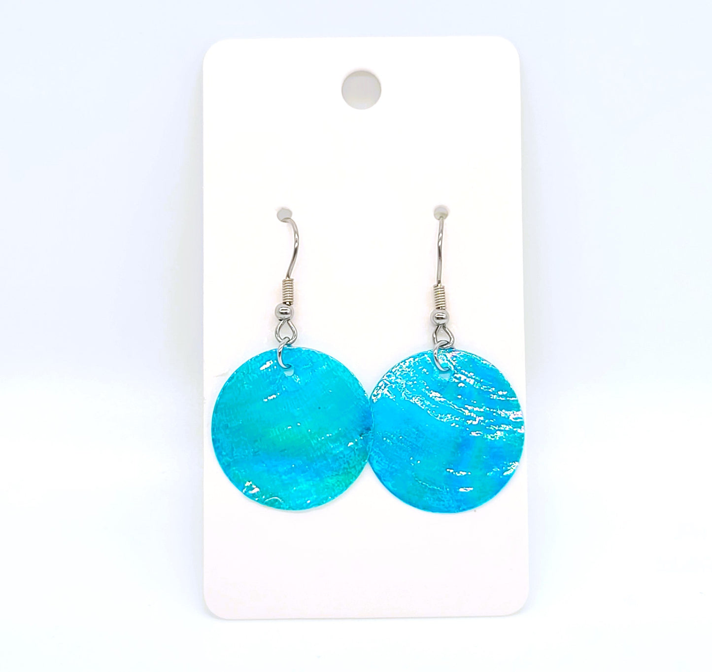 Round / Circle Iridescent Capiz Seashell Earrings