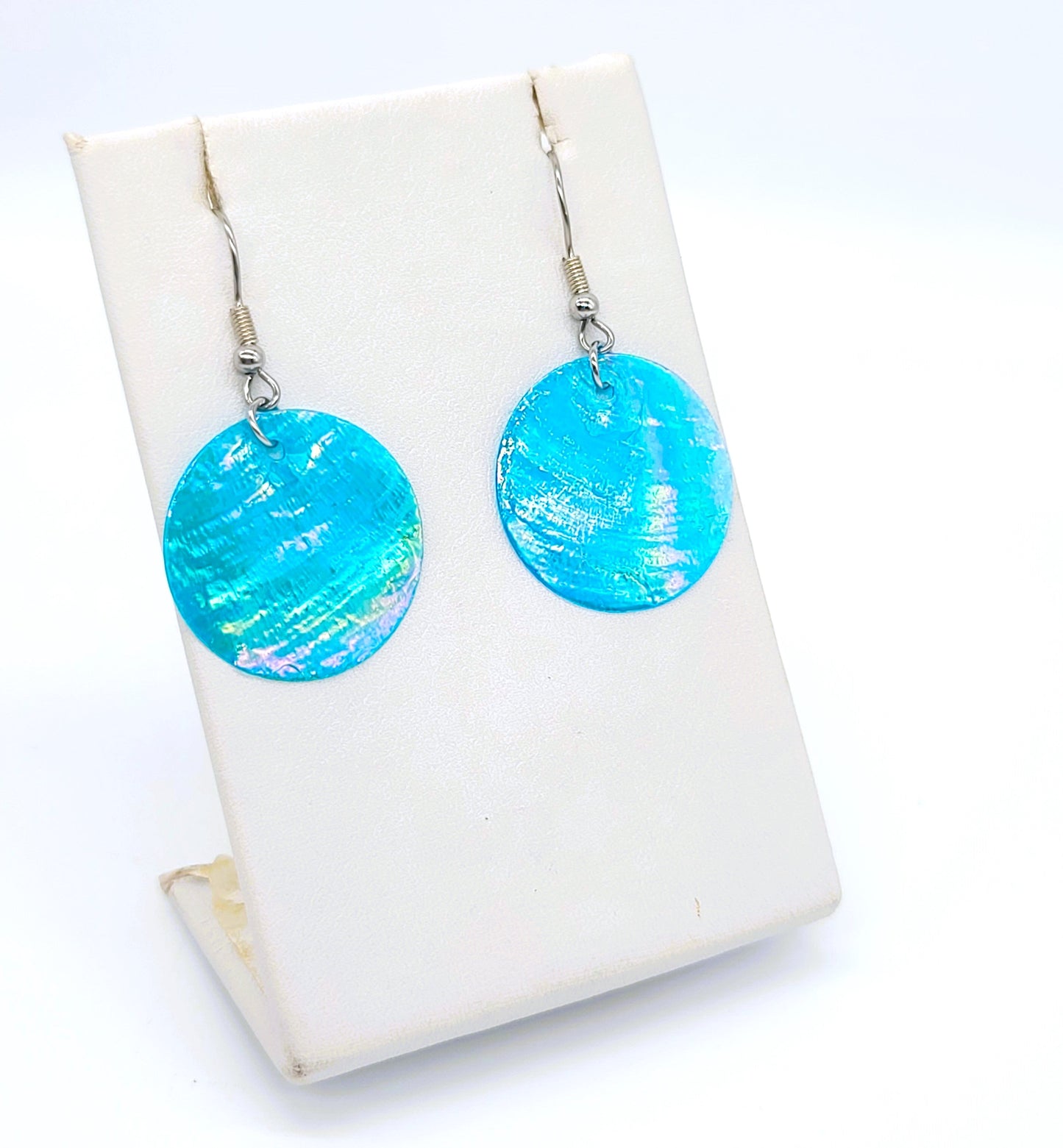 Round / Circle Iridescent Capiz Seashell Earrings