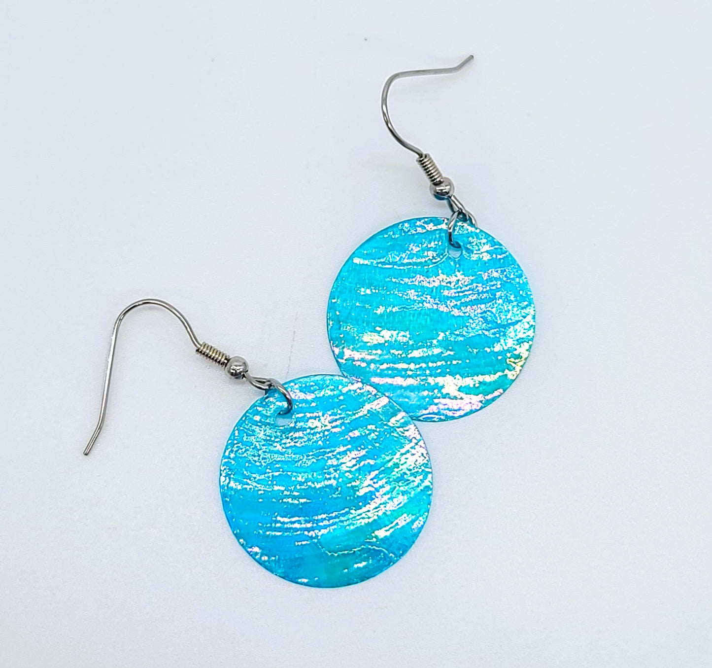 Round / Circle Iridescent Capiz Seashell Earrings