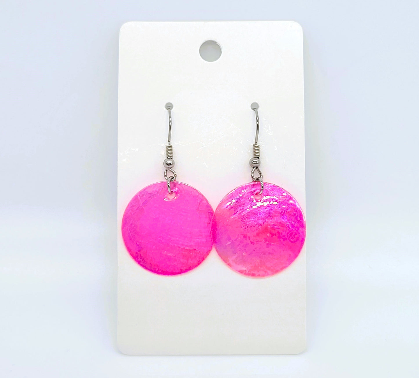 Round / Circle Iridescent Capiz Seashell Earrings