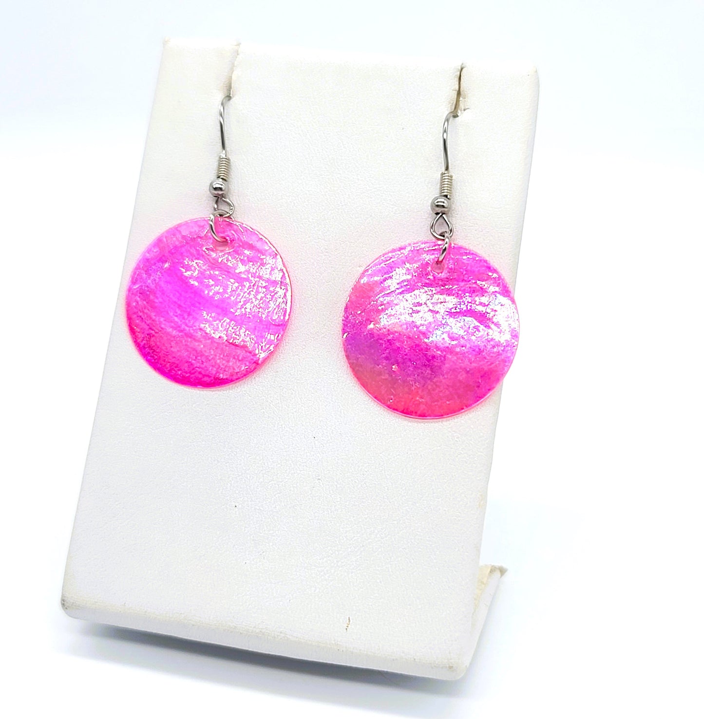 Round / Circle Iridescent Capiz Seashell Earrings