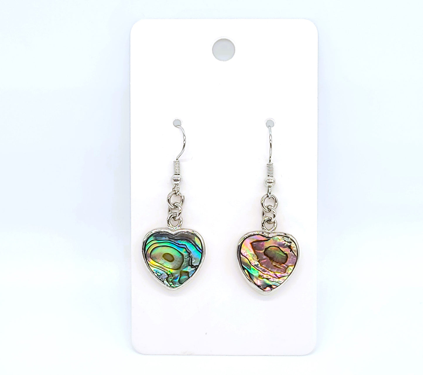 Handcrafted Natural Abalone / Paua Seashell Heart Earrings