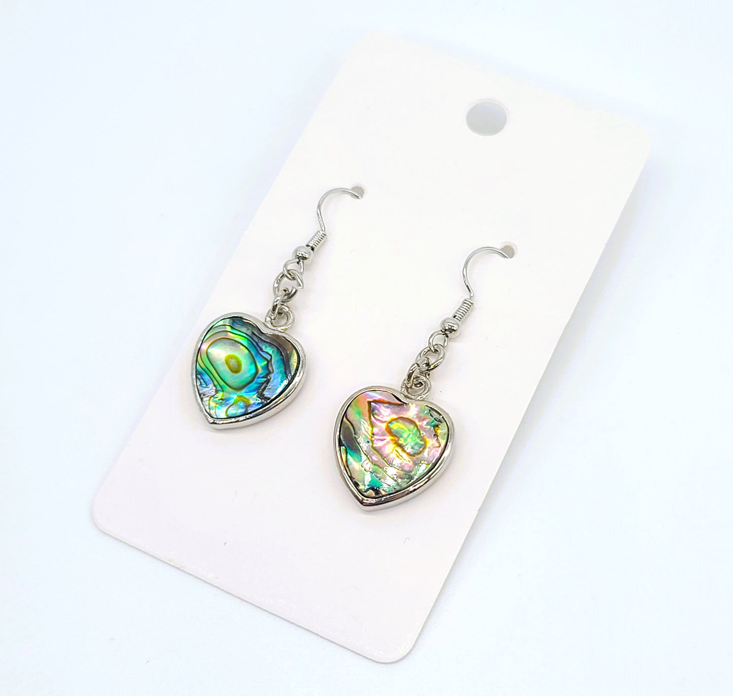 Handcrafted Natural Abalone / Paua Seashell Heart Earrings