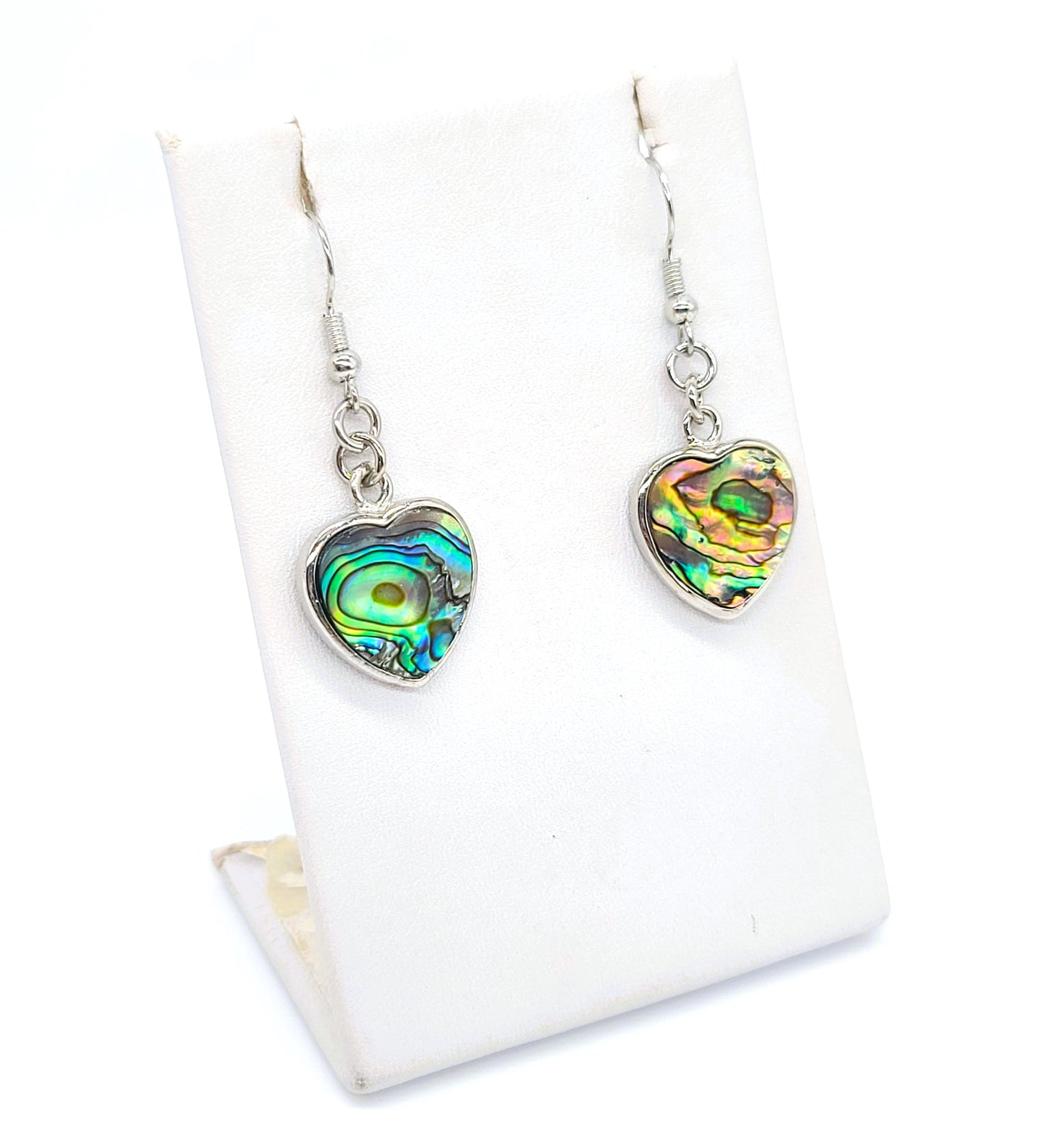 Handcrafted Natural Abalone / Paua Seashell Heart Earrings