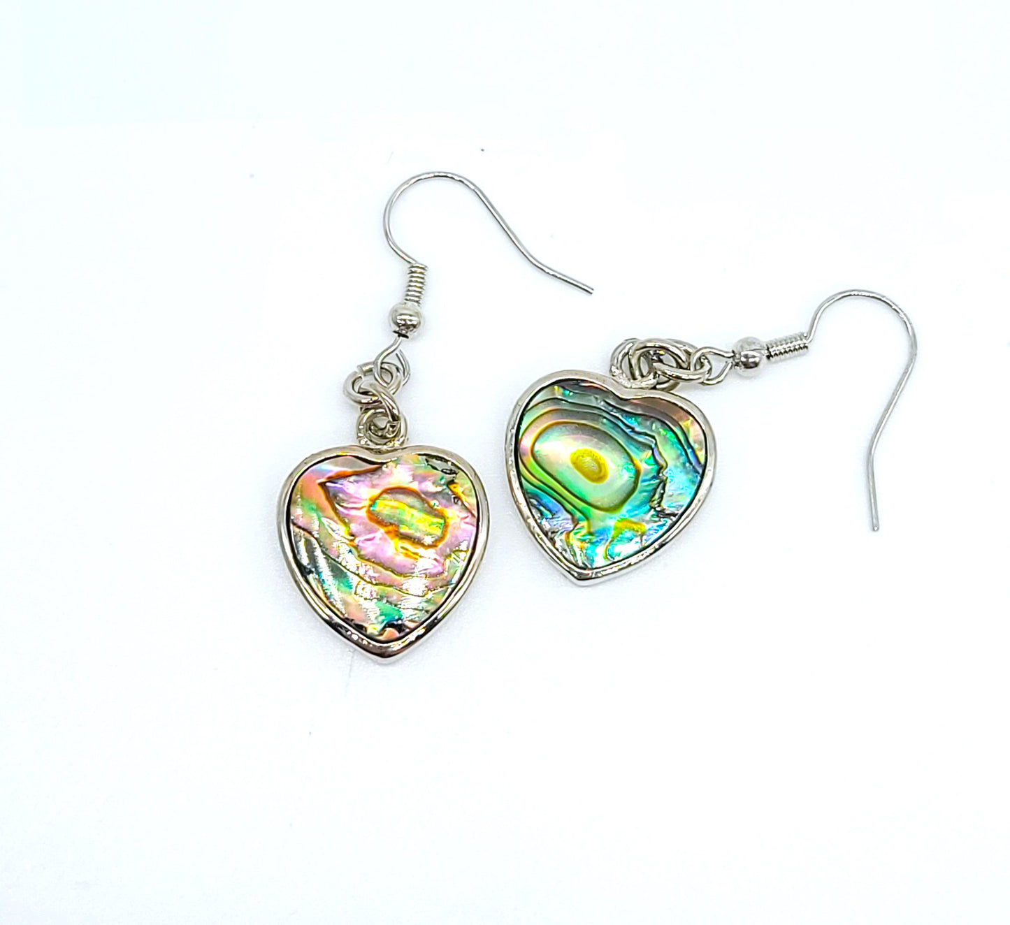 Handcrafted Natural Abalone / Paua Seashell Heart Earrings
