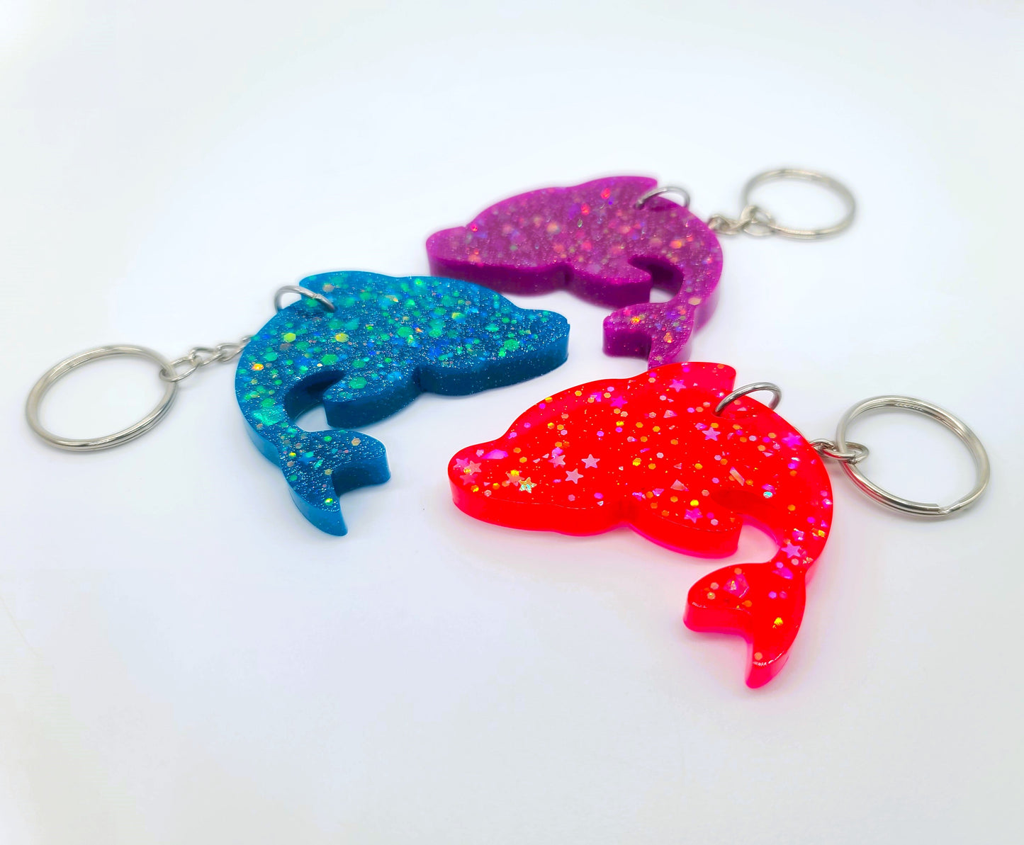 Dolphin  Key Chain - Handmade Resin & Glitter Key Chain
