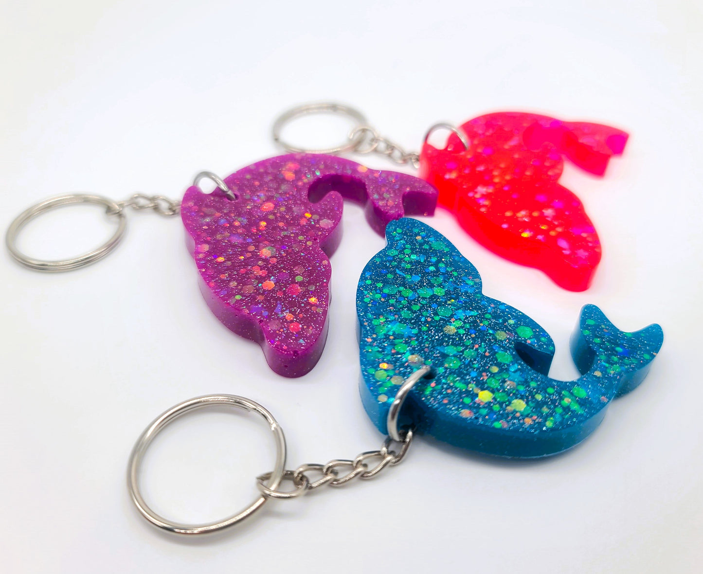 Dolphin  Key Chain - Handmade Resin & Glitter Key Chain