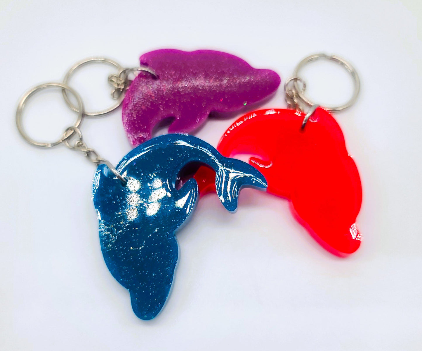 Dolphin  Key Chain - Handmade Resin & Glitter Key Chain