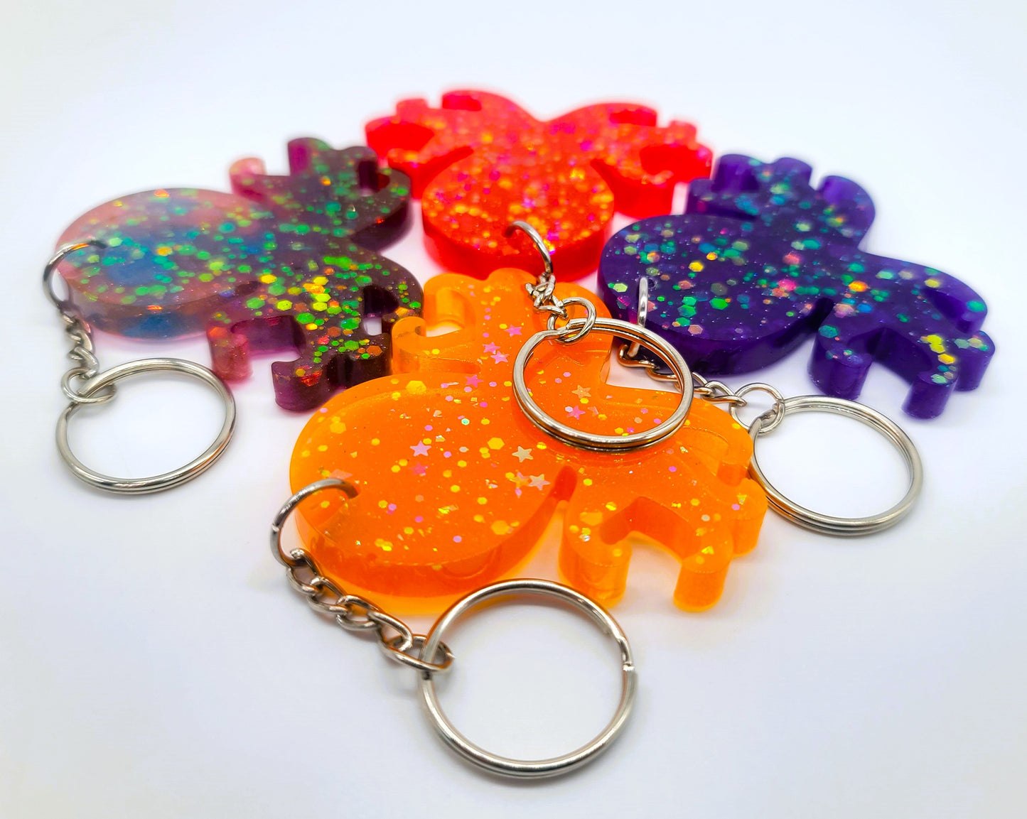 Octopus Key Chain - Handmade Resin & Glitter Key Chain