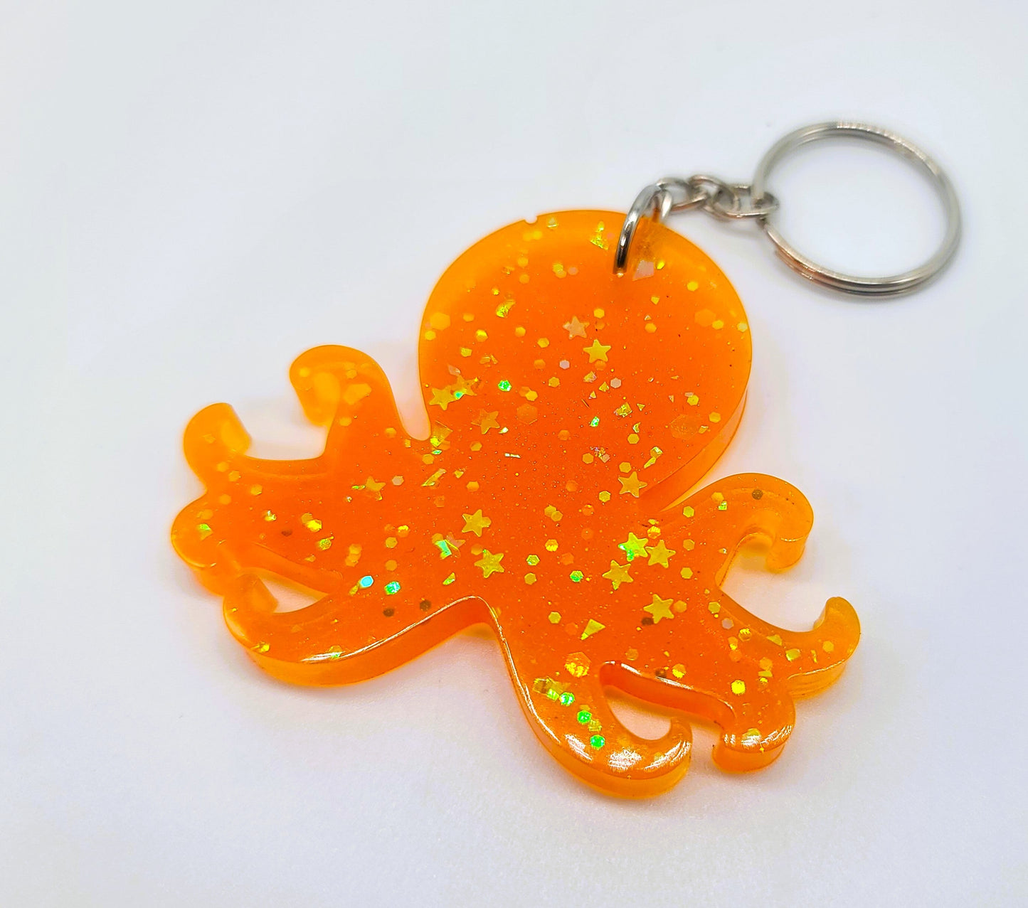Octopus Key Chain - Handmade Resin & Glitter Key Chain