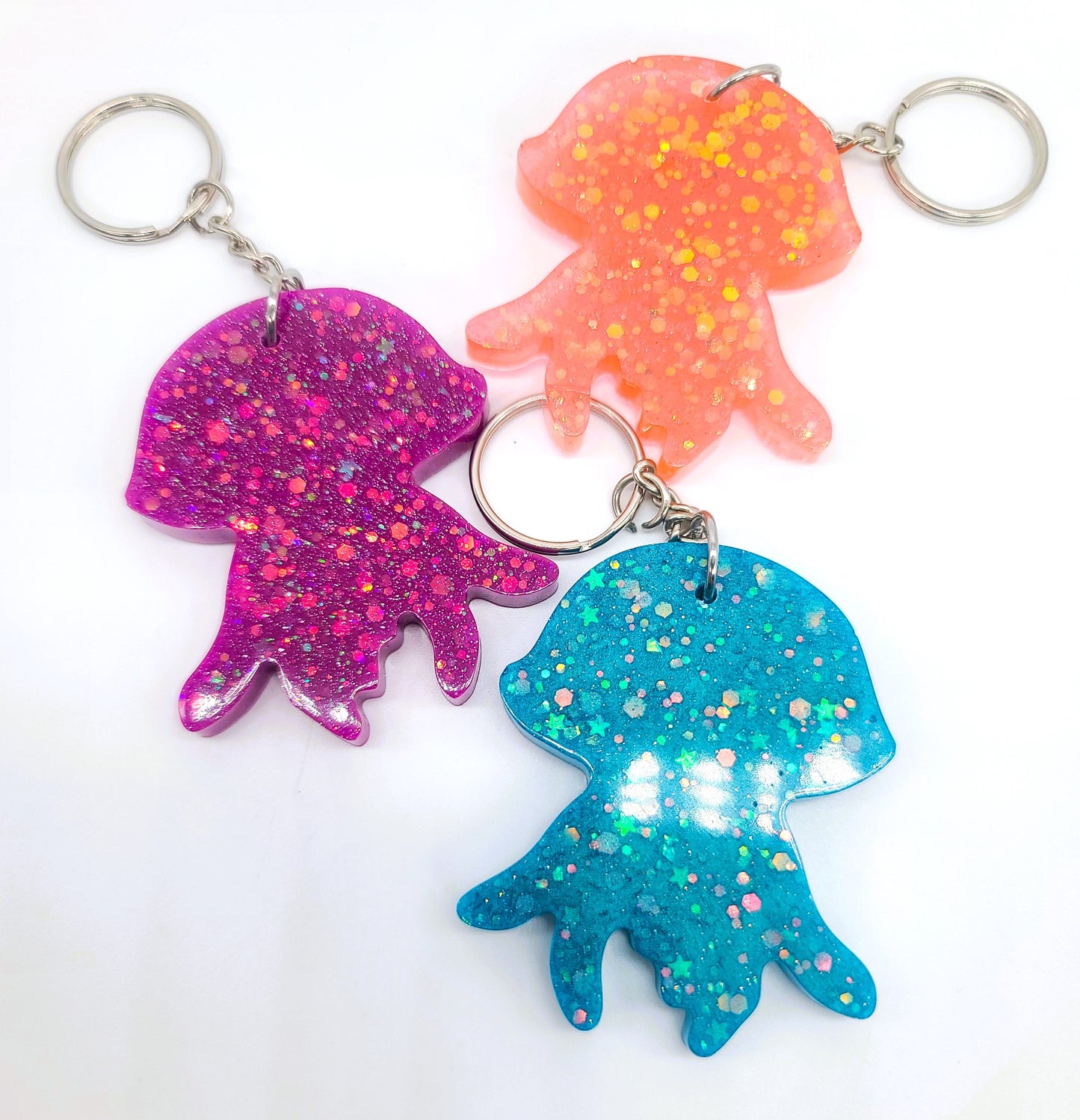Jellyfish Key Chain - Handmade Resin & Glitter Key Chain