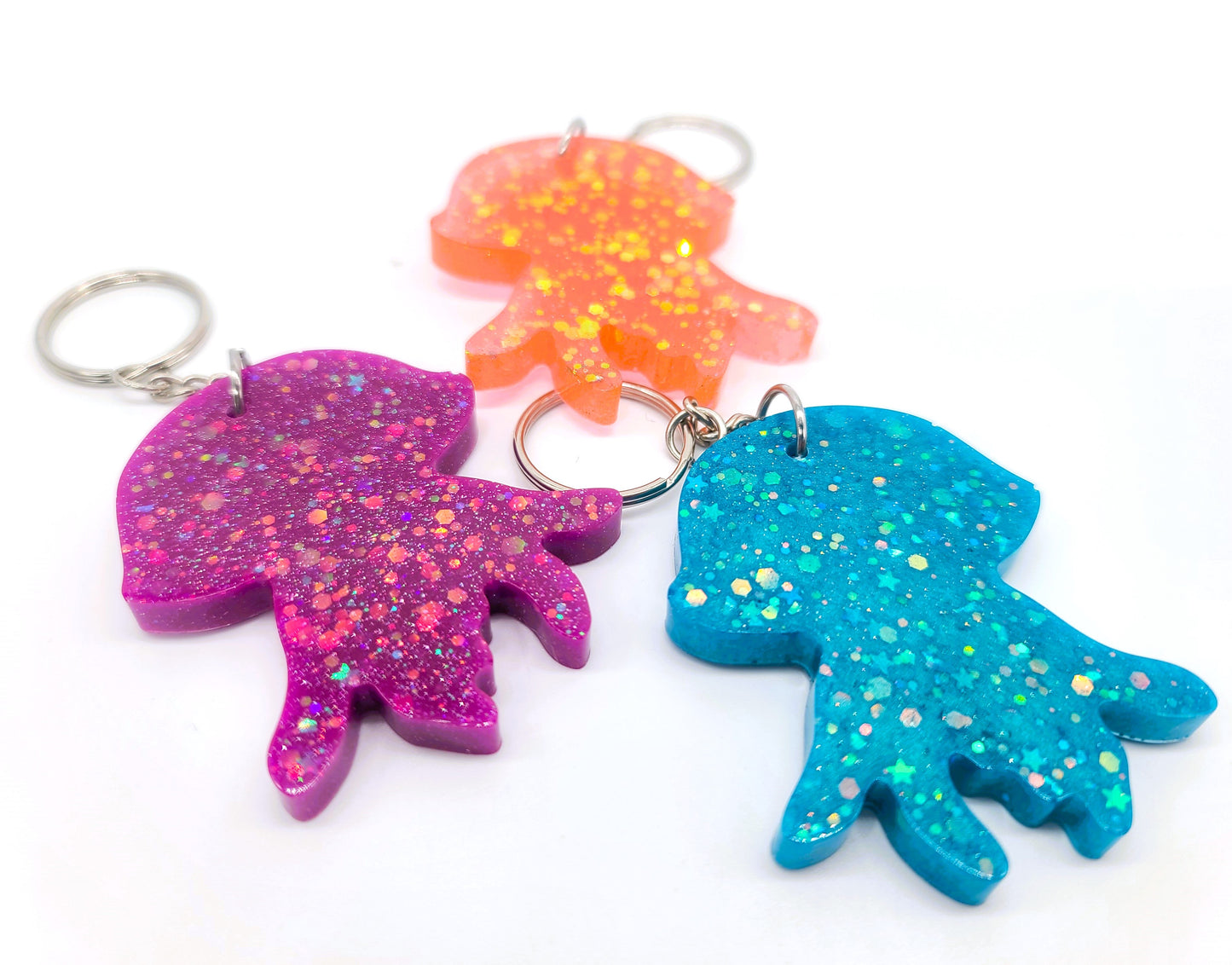 Jellyfish Key Chain - Handmade Resin & Glitter Key Chain
