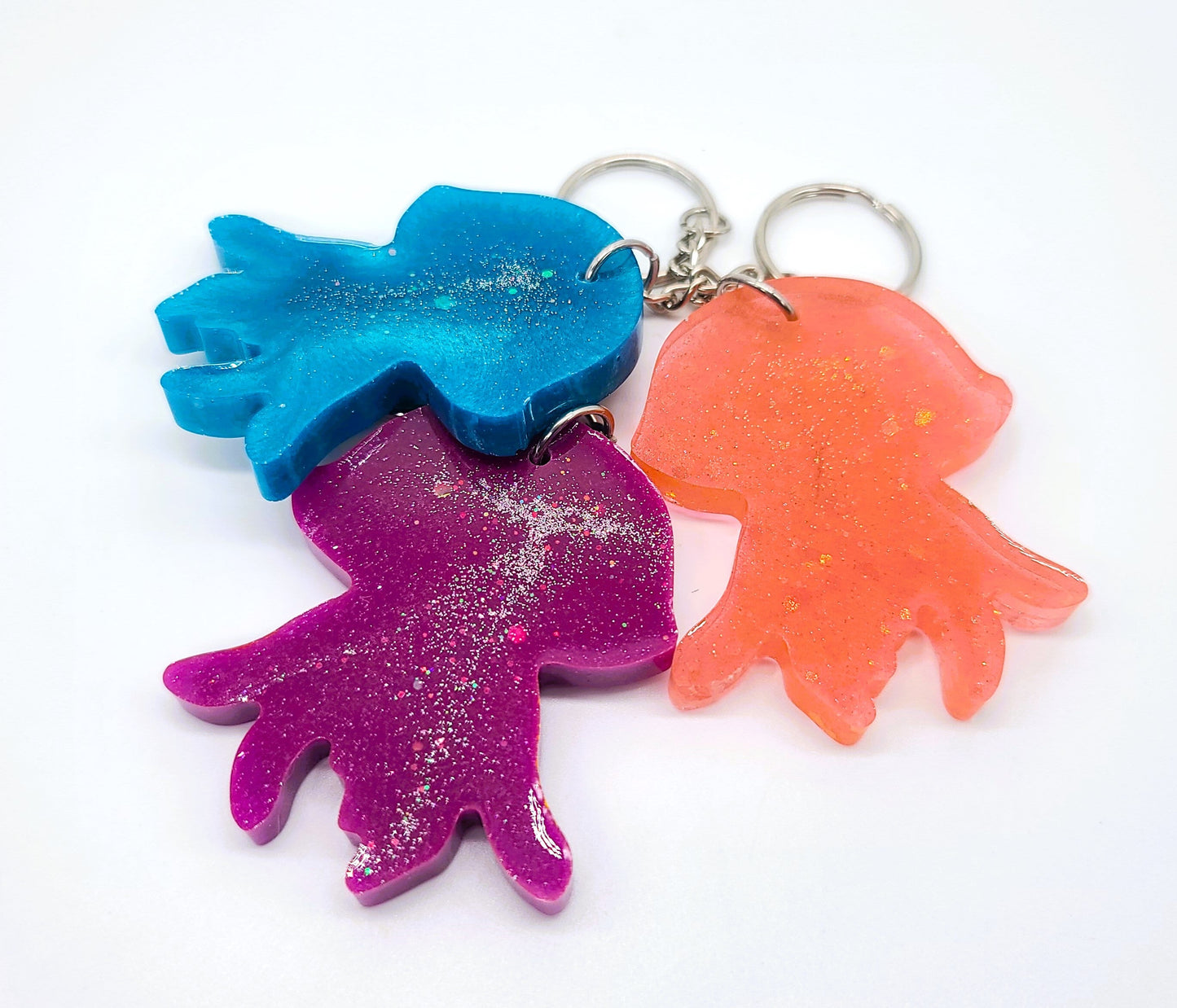 Jellyfish Key Chain - Handmade Resin & Glitter Key Chain