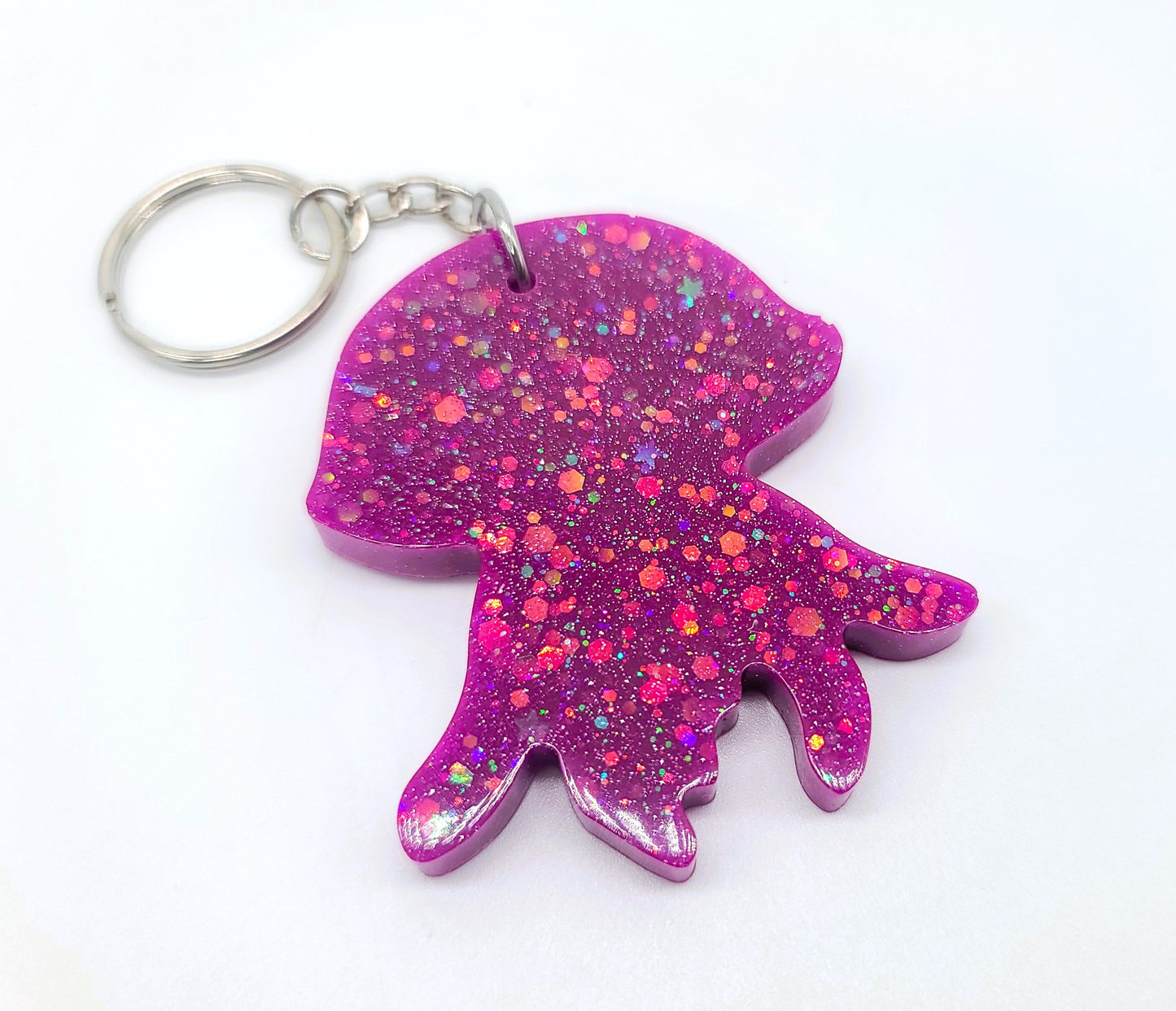 Jellyfish Key Chain - Handmade Resin & Glitter Key Chain