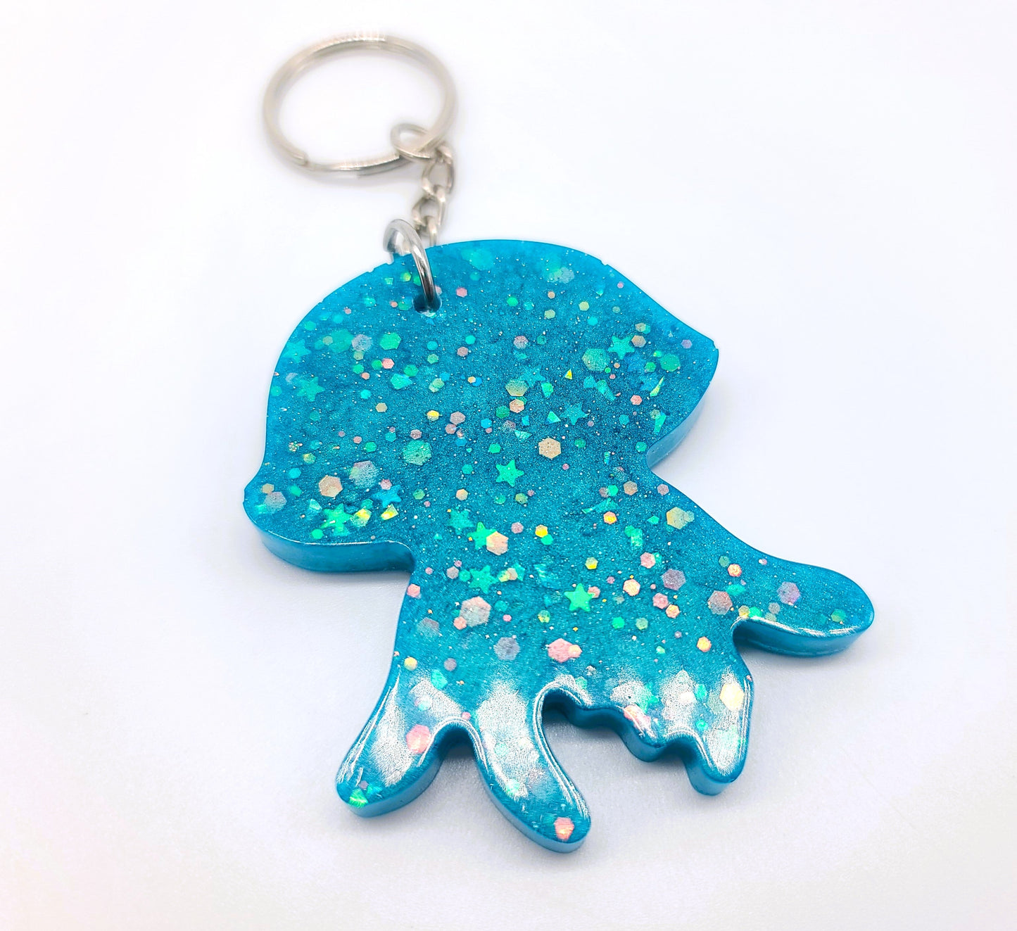 Jellyfish Key Chain - Handmade Resin & Glitter Key Chain