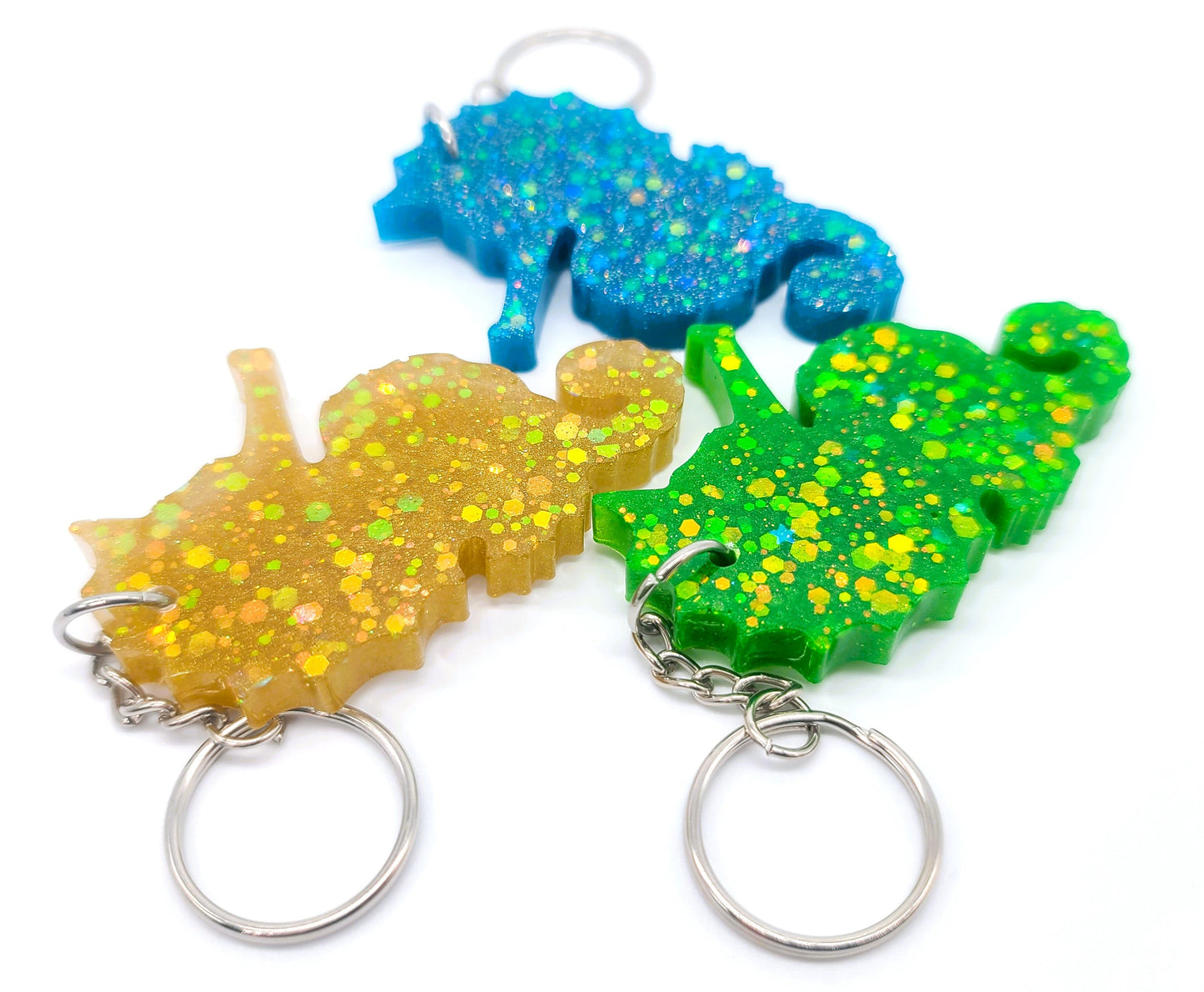 Seahorse  Key Chain - Handmade Resin & Glitter Key Chain