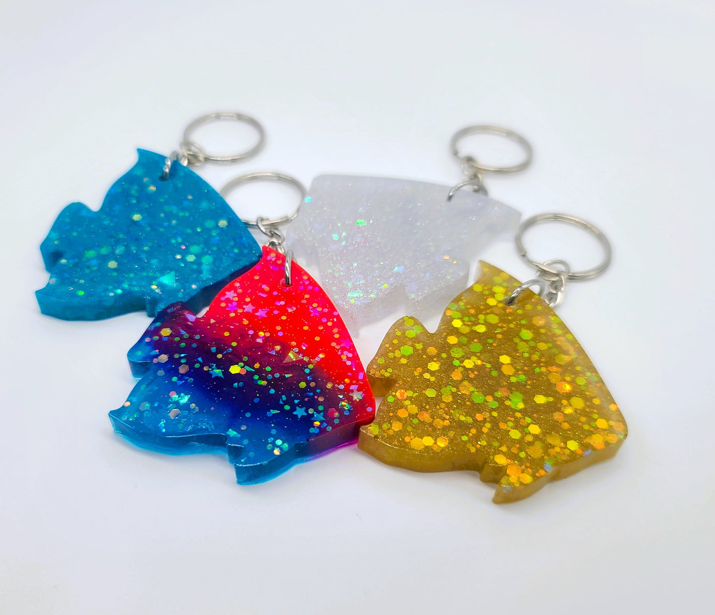 Angelfish Key Chain - Handmade Resin & Glitter Key Chain