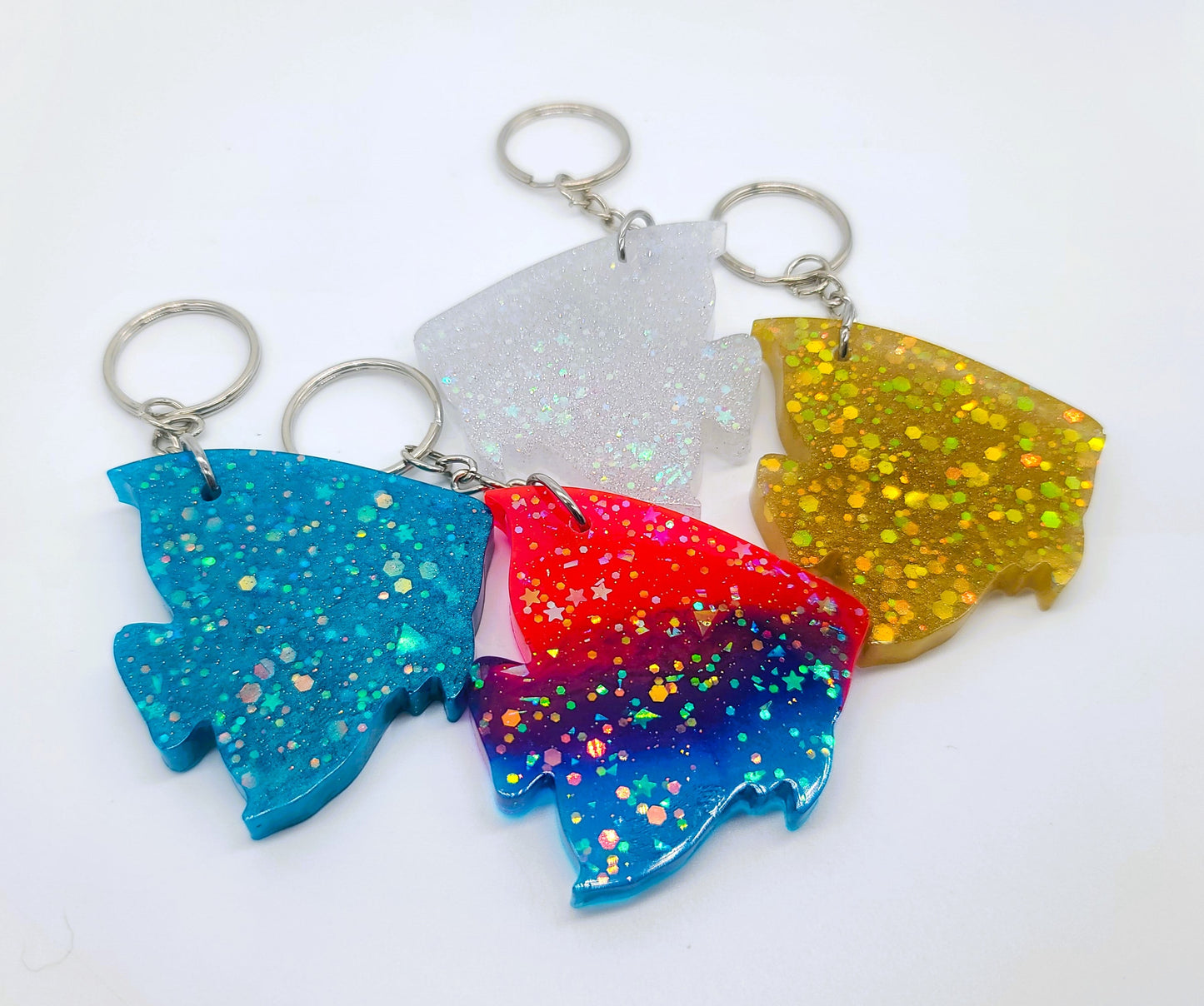 Angelfish Key Chain - Handmade Resin & Glitter Key Chain