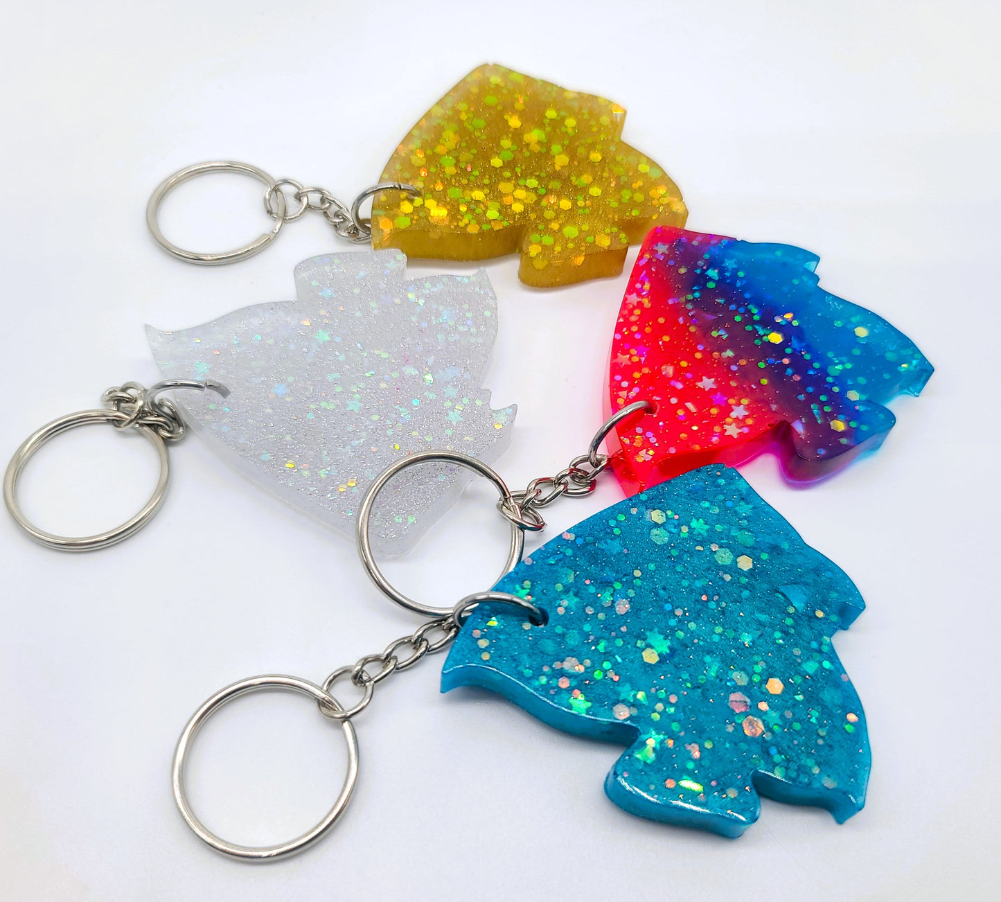 Angelfish Key Chain - Handmade Resin & Glitter Key Chain