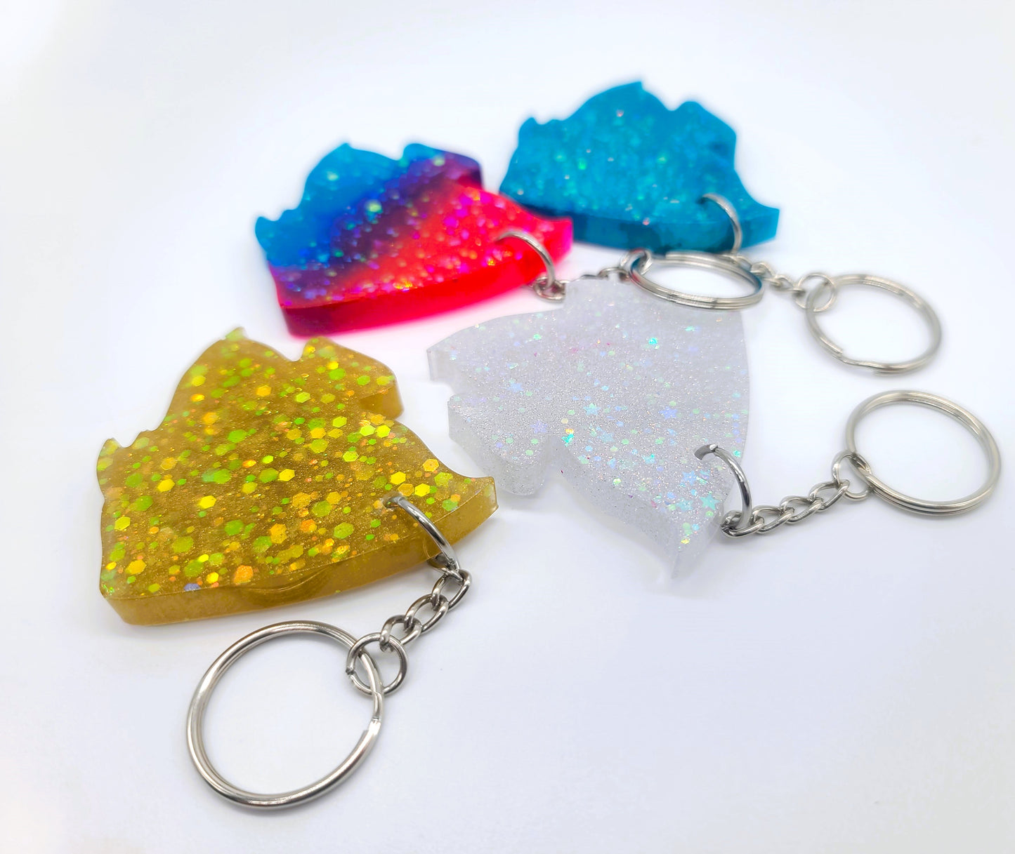 Angelfish Key Chain - Handmade Resin & Glitter Key Chain