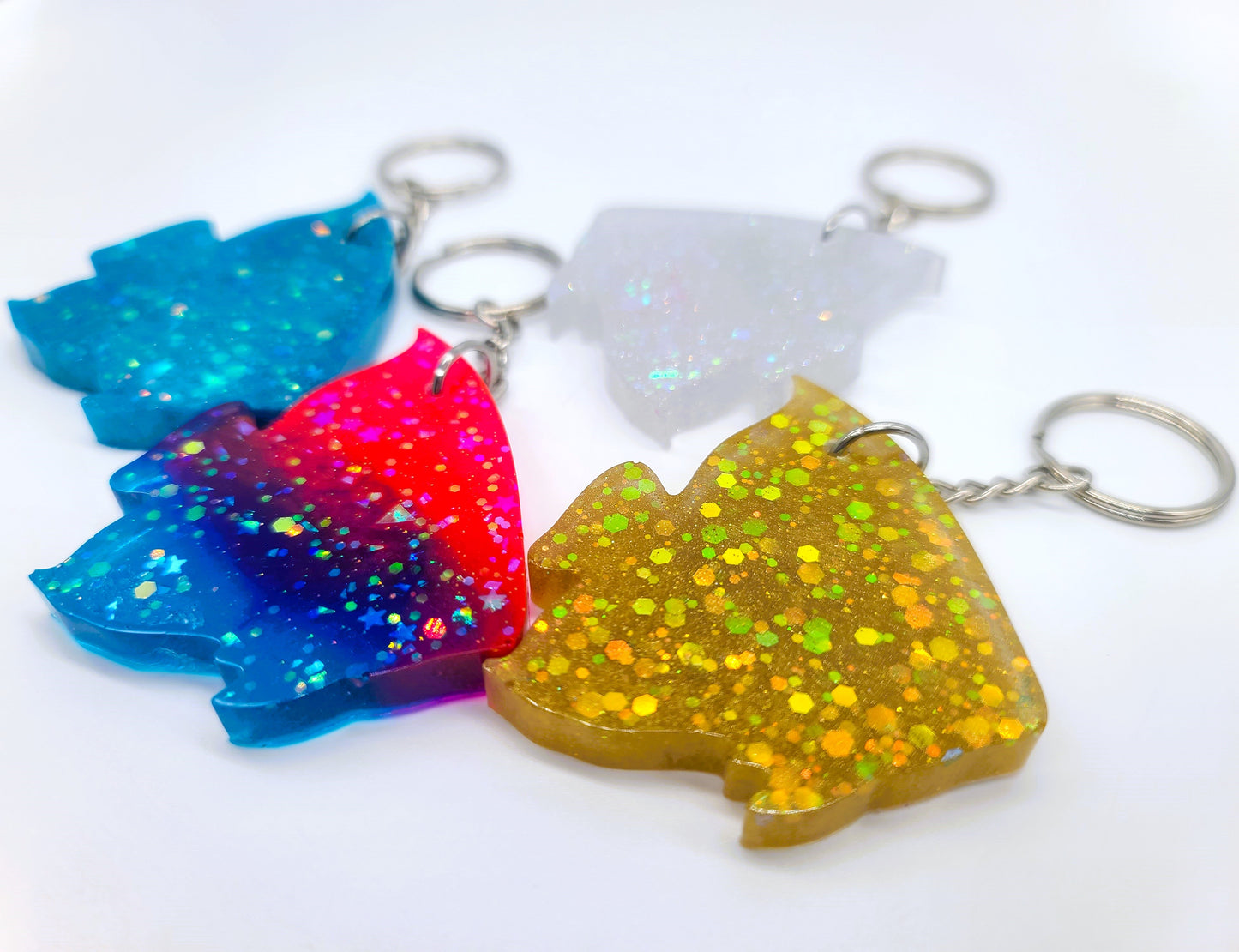 Angelfish Key Chain - Handmade Resin & Glitter Key Chain