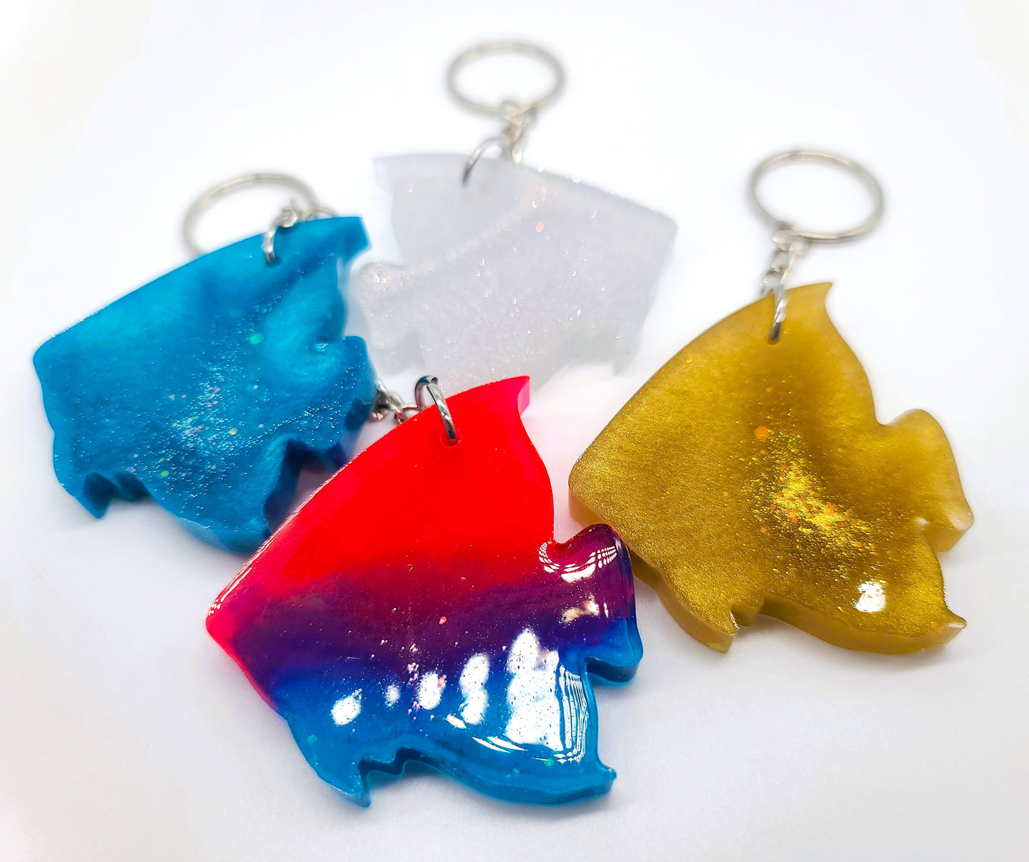 Angelfish Key Chain - Handmade Resin & Glitter Key Chain