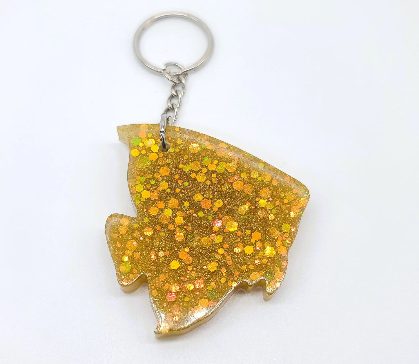 Angelfish Key Chain - Handmade Resin & Glitter Key Chain
