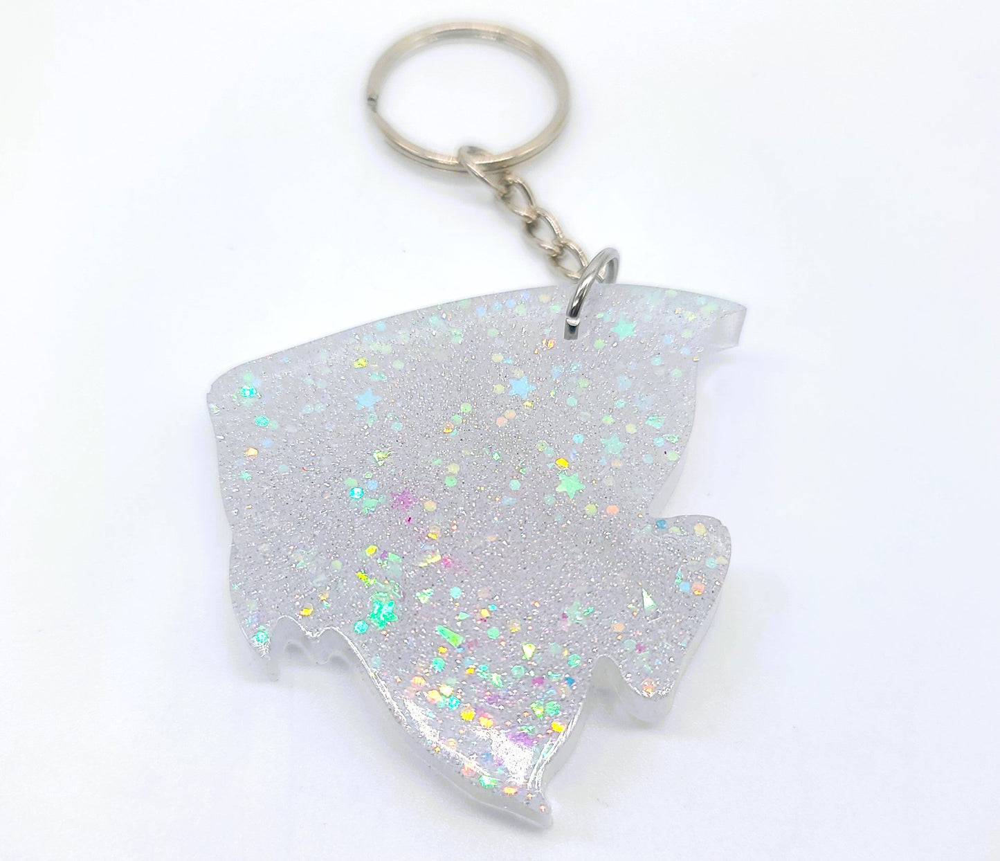 Angelfish Key Chain - Handmade Resin & Glitter Key Chain