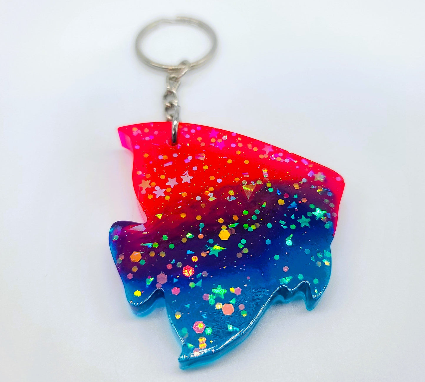 Angelfish Key Chain - Handmade Resin & Glitter Key Chain