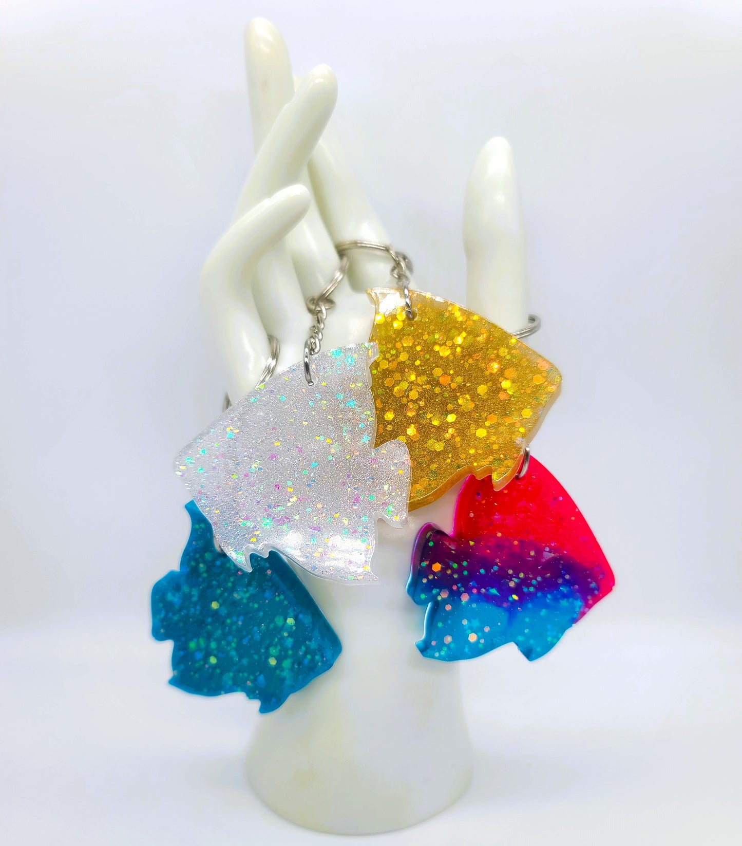 Angelfish Key Chain - Handmade Resin & Glitter Key Chain