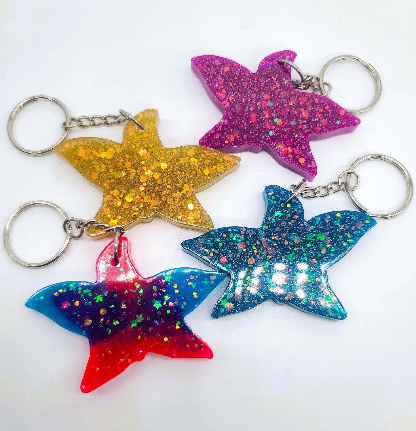 Starfish Key Chain - Handmade Resin & Glitter Key Chain