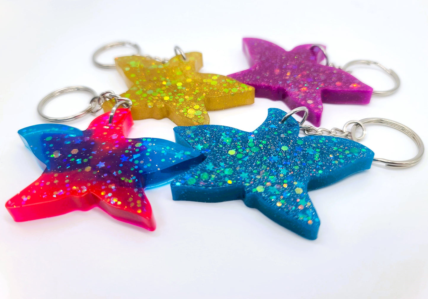 Starfish Key Chain - Handmade Resin & Glitter Key Chain