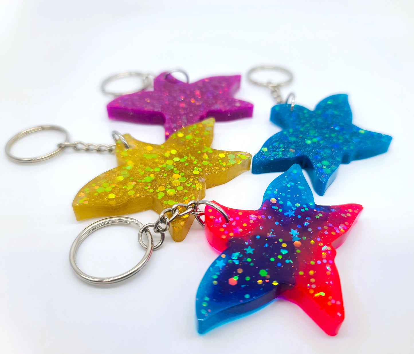 Starfish Key Chain - Handmade Resin & Glitter Key Chain