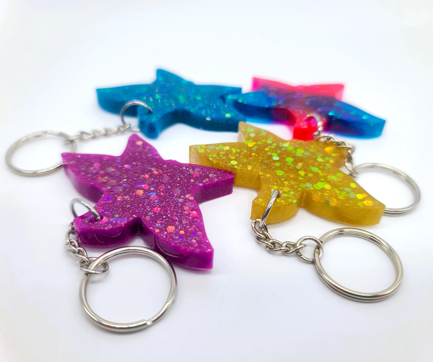 Starfish Key Chain - Handmade Resin & Glitter Key Chain