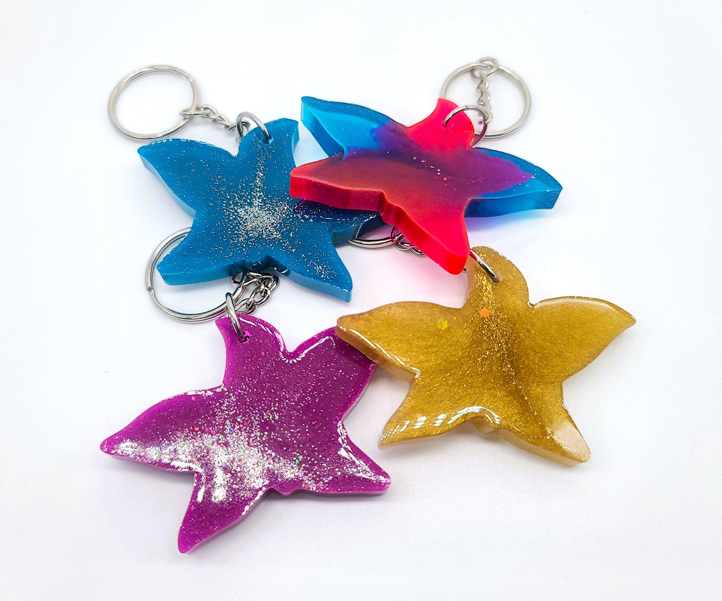 Starfish Key Chain - Handmade Resin & Glitter Key Chain