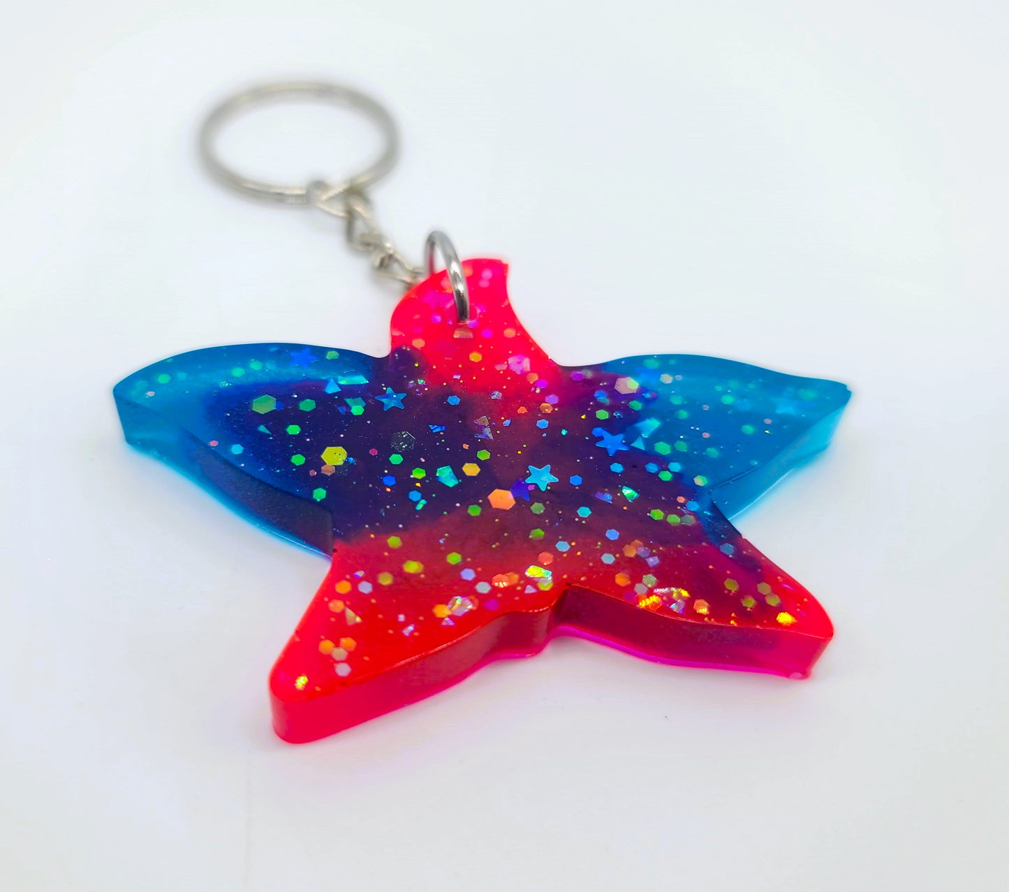 Starfish Key Chain - Handmade Resin & Glitter Key Chain