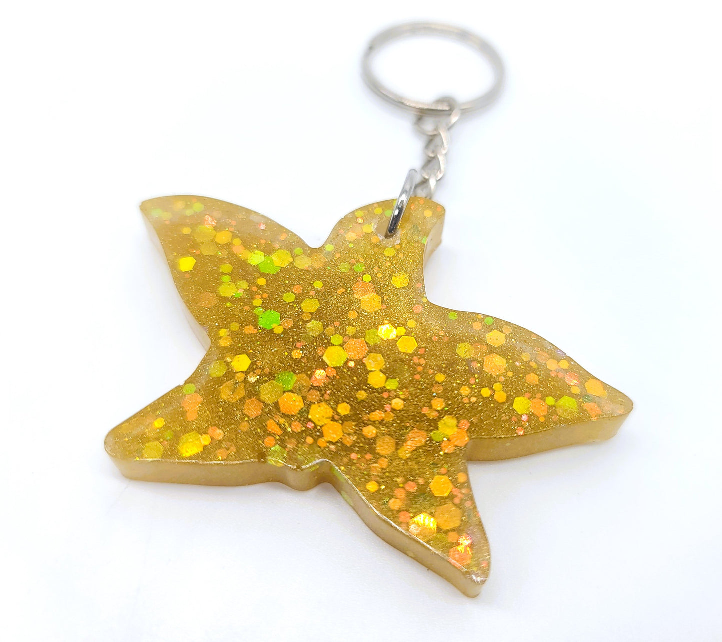 Starfish Key Chain - Handmade Resin & Glitter Key Chain