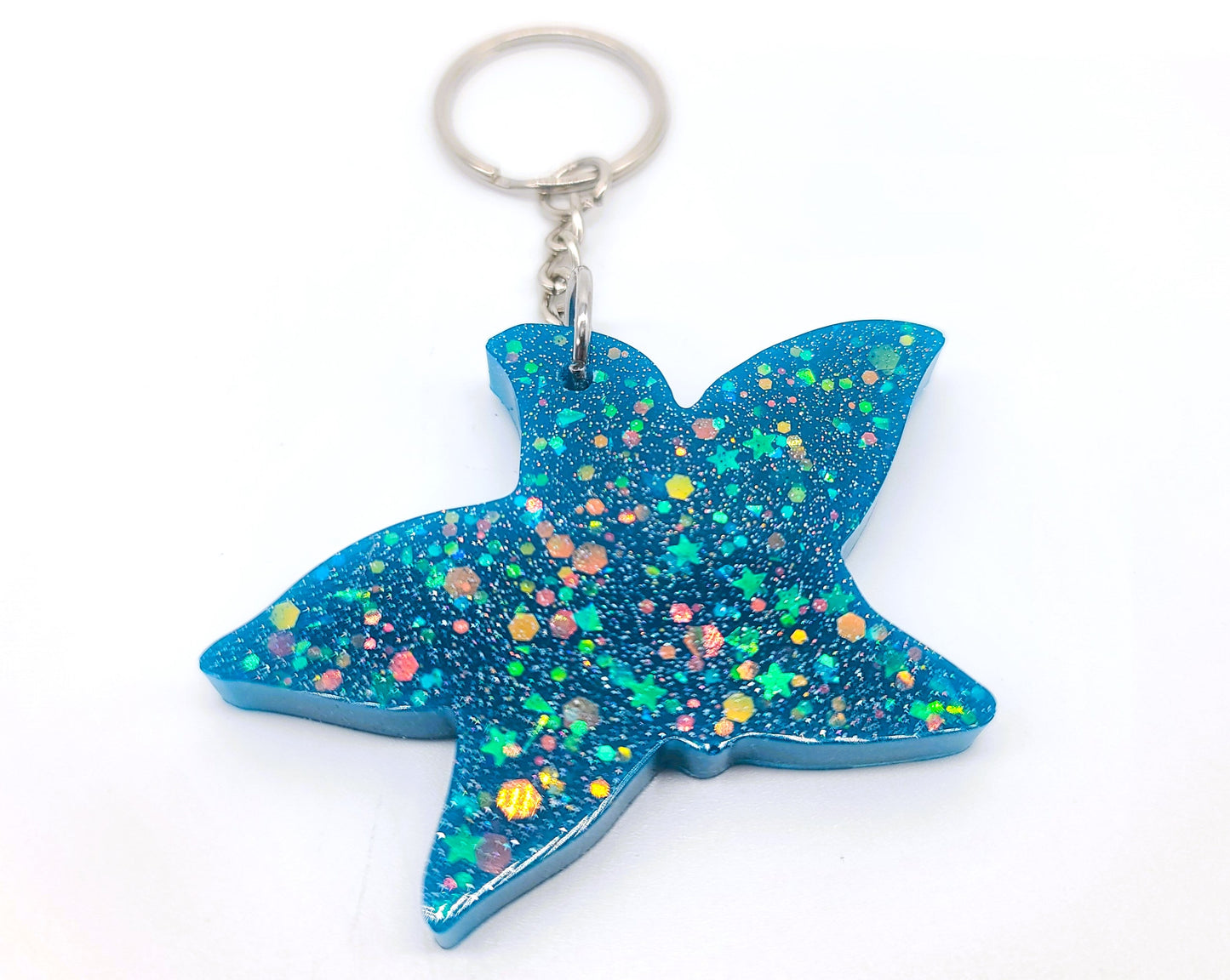 Starfish Key Chain - Handmade Resin & Glitter Key Chain