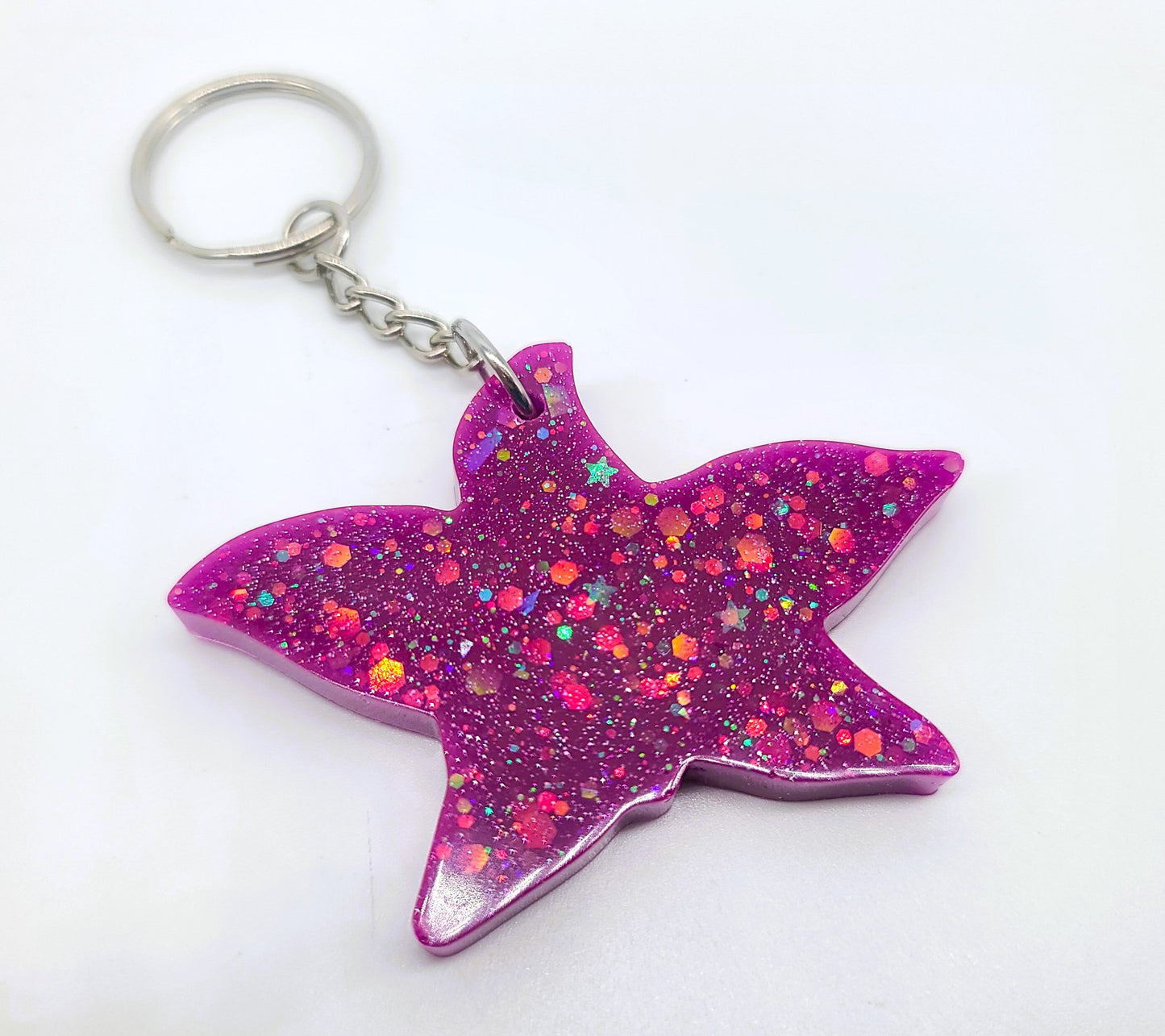 Starfish Key Chain - Handmade Resin & Glitter Key Chain
